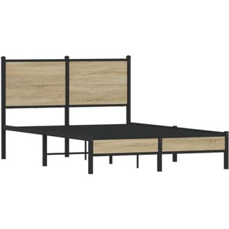 vidaXL Estructura De Cama Sin Colch&oacute;n Metal Roble Sonoma 120x190 Cm Vidaxl