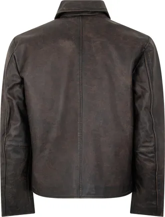 Diesel Mens Leather Jacket Brown Cow