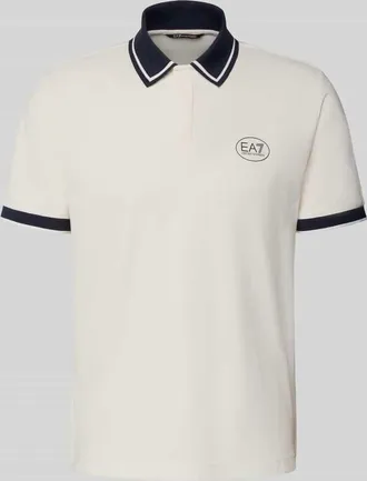 Emporio Armani Regular Fit Poloshirt mit Logo-Print in Offwhite, Gr&ouml;&szlig;e XXXL