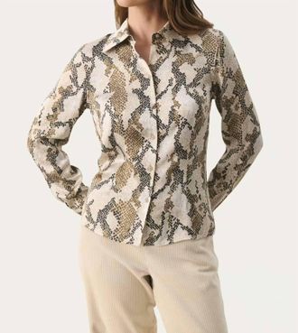 Part Two Lenda Shirt In French Oak Snake Print / Nature