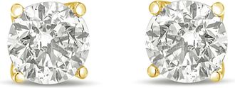 House of Brilliance 14K Gold 1/2 Cttw Round Brilliant Cut Lab Grown Diamond 4-Prong Classic Solitaire Stud Earrings