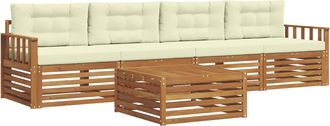 vidaXL Vidaxl Conjunto De Sof&aacute;s De Exterior 5 Uds. Natural Y Crema