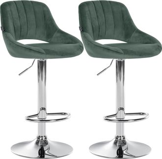 Clp Juego De 2 Taburetes De Bar Milet De Terciopelo Verde