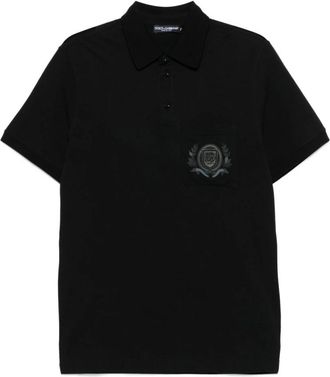 Dolce & Gabbana Zwarte Button-Front T-shirts en Polos - Heren - Polos - Zwart - M - Tops