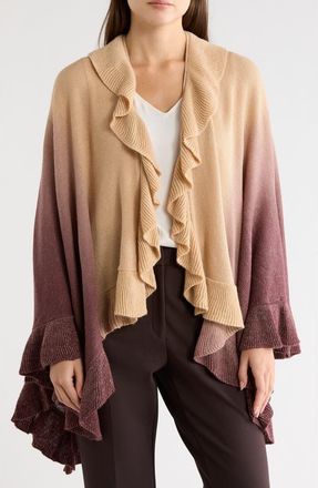 La Fiorentina Ruffle Ruana in Camel/Brown at Nordstrom Rack