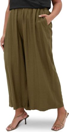 City Chic Sasha Wide Leg Pull-On Pants in Khaki at Nordstrom