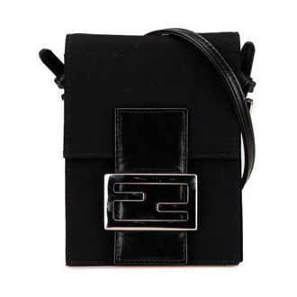 Fendi Pre-owned Mini Nylon FF Lock Crossbody - Dames - Pre-owned - Zwart - Maat: ONE Size Nylon