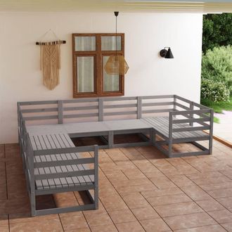 vidaXL Vidaxl - Juego De Muebles De Jard&iacute;n 8 Piezas Madera Maciza De Pino