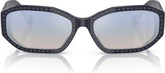 Jimmy Choo London 56mm Oval Sunglasses in Blue Silver at Nordstrom