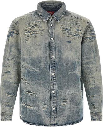 Diesel Overhemden, Heren, Blauw, XL, Katoen, D-Simply Shirt