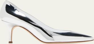 Manolo Blahnik Kietta Metallic Leather Stiletto Pumps
