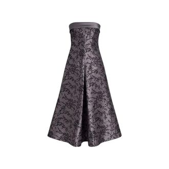 Alberta Ferretti Strapless Midi Dress in Floral Mikado - female - Alberta Ferretti - Party Dresses - Gray - 2XL - Dresses