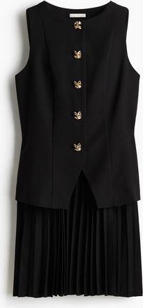 H&M Kleid mit Gilet-Oberteil - Schwarz