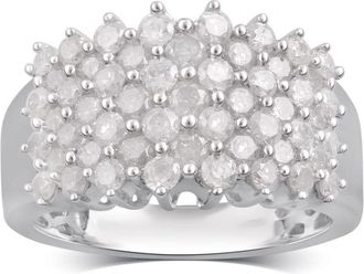 DiamondMuse 2.00 cttw Diamond Cluster Sterling Silver Anniversary Band for Women