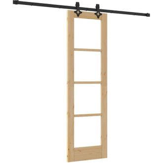 vidaXL Vidaxl - Puerta Corrediza Manual Marr&oacute;n 61 X 198.5 Cm Madera Y Metal