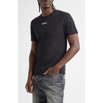 Versace Logo Cotton Jersey T-Shirt in Black at Nordstrom, Size Xx-Large