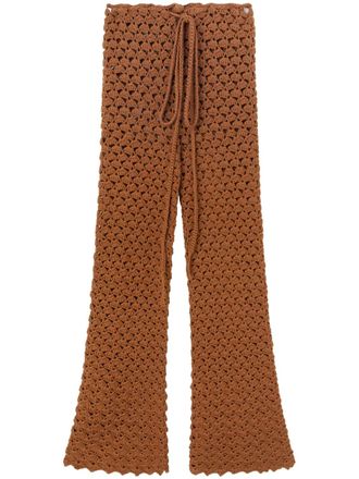 Ermanno Scervino crochet-knit cotton trousers - women - Cotton - S - Brown