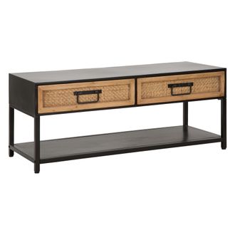 Dmora Mueble Para Tv Boquete, 2 Cajones, 2 Estantes, Acabados En Rat&aacute;n, 95x38x38h Cm Roble Marr&oacute;n