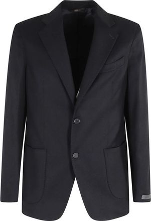 BRIGLIA 1949 Grijze Wol Greco Jas - Heren - Blazers - Blauw - M - Wol - Jassen