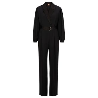 HUGO BOSS Womens Duxea Jumpsuit in Black Wool - Size 12 UK