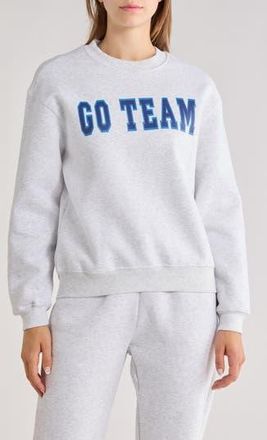 90 Degree by Reflex Varsity Vault Fleece Graphic Sweatshirt in Heather Light Grey/Navy at Nordstrom Rack, Size X-Small