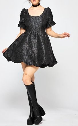 Disturbia Nocturna Jacquard Scoop Neck Mini Dress in Grey at Nordstrom, Size 10