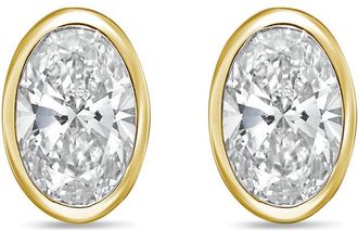 Diana M. Jewels 14Kt Yellow Gold 2.50 cts Lab Grown Oval Diamond Bezel Studs