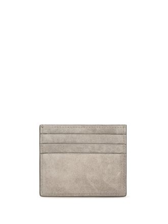 Brunello Cucinelli Womens Suede Card Holder Ice Calf Leather Bos Taurus Wallet
