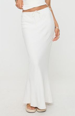 Princess Polly Mercer Low Rise Linen Blend Midi Skirt in White at Nordstrom, Size 10