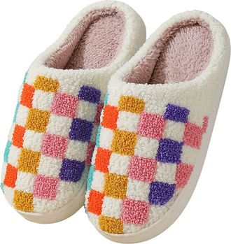 Generic Slippers for Women Fuzzy House Slip On Indoor Outdoor Bedroom Fleece Lined Cozy Slipper Winter Warm Soft Plush Cute Non-Slip Holiday Slippers Ladies C