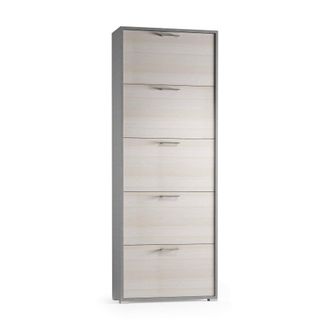 Dmora Zapatero Margherita, Mueble De Entrada Polivalente Con 5 Puertas Abatibles, Zapatero Moderno, 100% Made In Italy, Cm 67x18h184, Alerce, Con Embalaje R