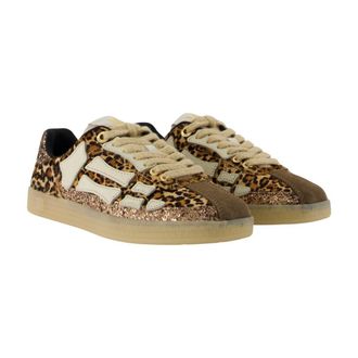 Amiri Womens Leopard Patterned Leather Sneaker Brown Cowhide
