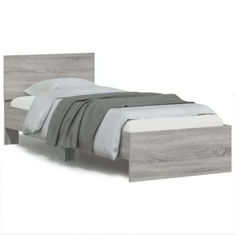 Berkfield Home Bed Frame without Mattress with LED Lights Grey Sonoma 90x190 cm Single