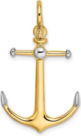 Diamond2Deal 14k Yellow Gold Rhodium 3-D Anchor Long T Bar Shackle Bail Charm