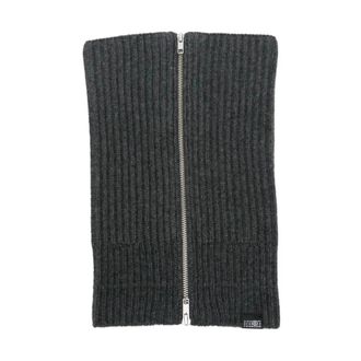 Maison Margiela High Zip Collar - unisex - Wintersjaals - Grijs - ONE Size - Leer - Accessoires