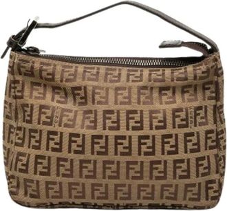 Fendi Pre-owned Shoulder Bags, female, Brown, Size: ONE SIZE Pre-owned Vintage Canvas Shoulder Bag