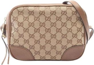 Gucci Pre-owned Cross Body Bags, female, Beige, Size: ONE SIZE Pre-owned Bree GG Canvas Shoulder Bag