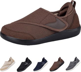 Generic Extra Wide Shoes for Men Lightweight Breathable Mesh Orthopaedic Shoes with Adjustable Walking Shoes for Swollen Feet Non Slip Casual Comfortable Snea