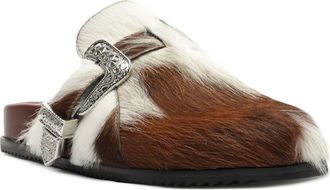 Schutz Grace Buckle Genuine Calf Hair Clog in Multi Brown Calf Hair at Nordstrom, Size 7.5