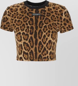 Dolce & Gabbana cotton leopard-print cropped slim-fit t-shirt