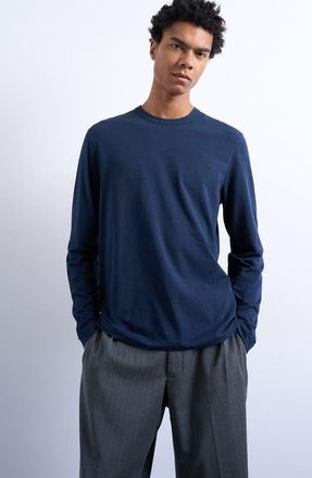 Topman Relaxed Long Sleeve T-Shirt in Navy at Nordstrom, Size Xx-Large