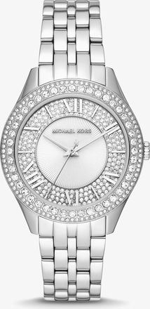 Michael Kors Harlowe Pav&eacute; Silver-Tone Watch