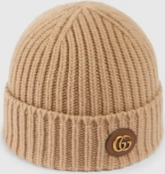 Gucci Wool Cashmere Hat With Double G, Size Medium