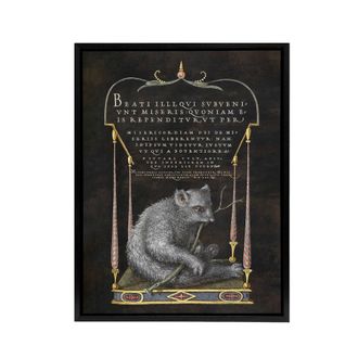 Artery8 Latin Beatitudes with Sloth Artwork Hoefnagel Framed Canvas Wall Art in Black | Size: W24 x H32