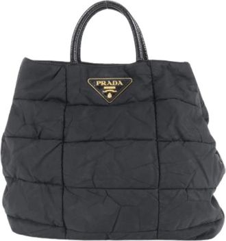 Prada Pre-owned Tote Bags, female, Black, Size: ONE SIZE Pre-owned Vintage Nylon Tote Bag