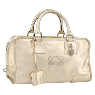 Loewe Amazona Bag Leather Gold Leather Handbag (Pre-Owned)