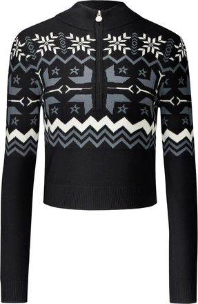 Perfect Moment Nordic Half-zip Merino Wool Sweater - Black - S (UK8-10 / S)