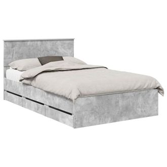 vidaXL Estructura De Cama Gris Concreto 135 X 190 Cm Madera Ingenieril Vidaxl
