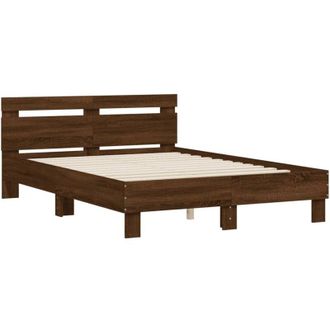 vidaXL Vidaxl - Cama Con Cabecero Madera De Ingenier&iacute;a Marr&oacute;n Roble 120x190 Cm