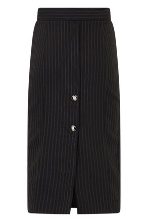 Elisabetta Franchi Virgin Wool Pinstripe Pencil Skirt - Black